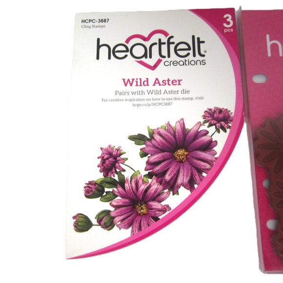 Heartfelt Creations Wild Aster Cling Stamps 3 Pcs Floral Summer Spring - Picture 2 of 3
